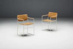 Modernist Dining Chairs in Metal and Camel Leather 1980s - 3499042