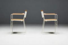 Modernist Dining Chairs in Metal and Camel Leather 1980s - 3499044