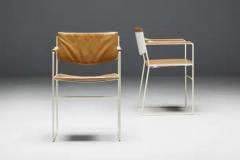 Modernist Dining Chairs in Metal and Camel Leather 1980s - 3499093