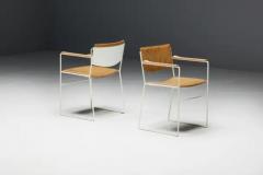 Modernist Dining Chairs in Metal and Camel Leather 1980s - 3499095