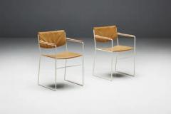 Modernist Dining Chairs in Metal and Camel Leather 1980s - 3499101