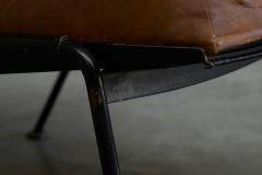 Modernist Dutch Lounge Chair in Enameled Steel and Patinated Brown Leather 1950s - 4394496