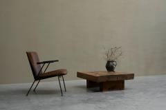 Modernist Dutch Lounge Chair in Enameled Steel and Patinated Brown Leather 1950s - 4394502