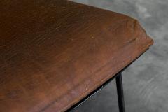 Modernist Dutch Lounge Chair in Enameled Steel and Patinated Brown Leather 1950s - 4394505