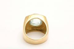 Modernist Faceted Aqua and Gold Ring - 575851