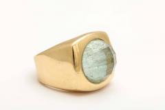 Modernist Faceted Aqua and Gold Ring - 575854