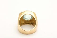 Modernist Faceted Aqua and Gold Ring - 4313293