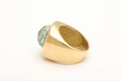 Modernist Faceted Aqua and Gold Ring - 4313294