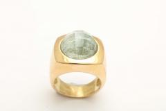 Modernist Faceted Aqua and Gold Ring - 4313296
