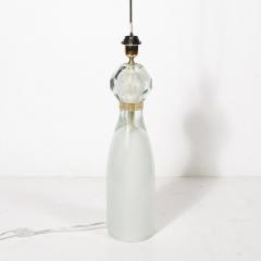 Modernist Faceted Mist Gray 24k Gold Murano Glass Hourglass Form Table Lamps - 4266096