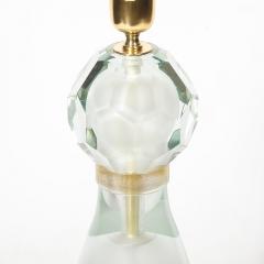 Modernist Faceted Mist Gray 24k Gold Murano Glass Hourglass Form Table Lamps - 4266097