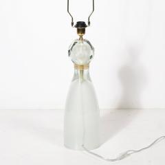 Modernist Faceted Mist Gray 24k Gold Murano Glass Hourglass Form Table Lamps - 4266101