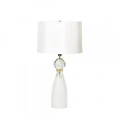 Modernist Faceted Mist Gray 24k Gold Murano Glass Hourglass Form Table Lamps - 4266107