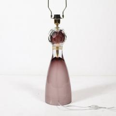Modernist Faceted Smoked Amethyst Murano Glass Hourglass Form Table Lamps - 4265842