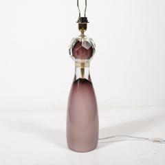 Modernist Faceted Smoked Amethyst Murano Glass Hourglass Form Table Lamps - 4265843