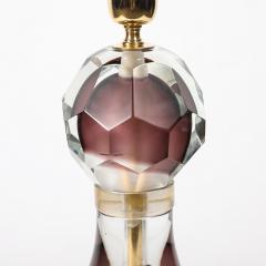 Modernist Faceted Smoked Amethyst Murano Glass Hourglass Form Table Lamps - 4265847
