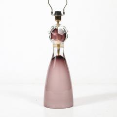 Modernist Faceted Smoked Amethyst Murano Glass Hourglass Form Table Lamps - 4265849