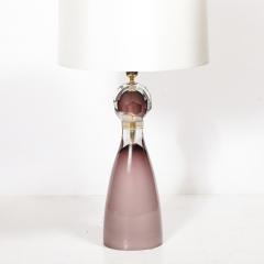 Modernist Faceted Smoked Amethyst Murano Glass Hourglass Form Table Lamps - 4265850