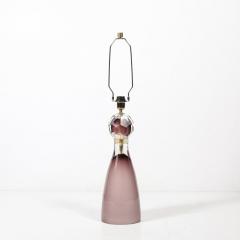 Modernist Faceted Smoked Amethyst Murano Glass Hourglass Form Table Lamps - 4265852
