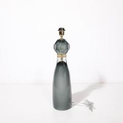 Modernist Faceted Smoked Graphite Murano Glass Hourglass Form Table Lamps - 4438823