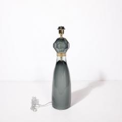 Modernist Faceted Smoked Graphite Murano Glass Hourglass Form Table Lamps - 4438824