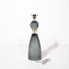 Modernist Faceted Smoked Graphite Murano Glass Hourglass Form Table Lamps - 4438826