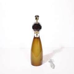 Modernist Faceted Smoked Tobacco Murano Glass Hourglass Form Table Lamps - 4438848