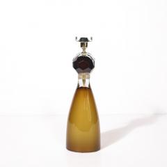 Modernist Faceted Smoked Tobacco Murano Glass Hourglass Form Table Lamps - 4438855