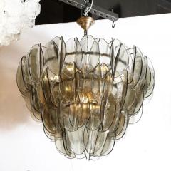 Modernist Feather Chandelier in Murano Smoked Topaz Glass and Oil Rubbed Bronze - 2551501