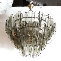 Modernist Feather Chandelier in Murano Smoked Topaz Glass and Oil Rubbed Bronze - 2551513