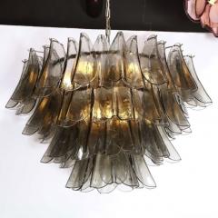 Modernist Feather Chandelier in Murano Smoked Topaz Glass and Oil Rubbed Bronze - 2659460