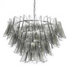 Modernist Feather Chandelier in Murano Smoked Topaz Glass and Polished Chrome - 4490043