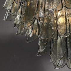Modernist Feather Chandelier in Murano Smoked Topaz Glass and Polished Chrome - 4490044