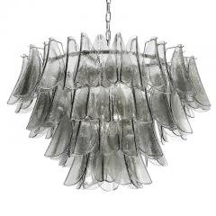 Modernist Feather Chandelier in Murano Smoked Topaz Glass and Polished Chrome - 4490045