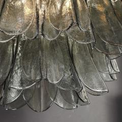 Modernist Feather Chandelier in Murano Smoked Topaz Glass and Polished Chrome - 4490046