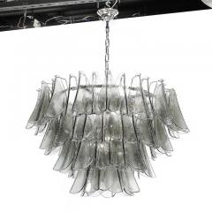 Modernist Feather Chandelier in Murano Smoked Topaz Glass and Polished Chrome - 4490047
