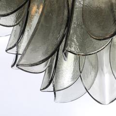 Modernist Feather Chandelier in Murano Smoked Topaz Glass and Polished Chrome - 4490048