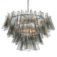 Modernist Feather Chandelier in Murano Smoked Topaz Glass and Polished Chrome - 4490049