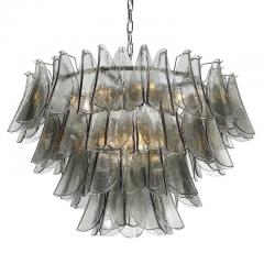 Modernist Feather Chandelier in Murano Smoked Topaz Glass and Polished Chrome - 4490050