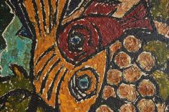 Modernist Fishes Oil on Canvas 1970s - 4608475