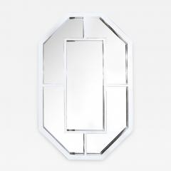 Modernist Geometric Shield Form Octagonal Geometric Mirror with Chrome Detailing - 2910790