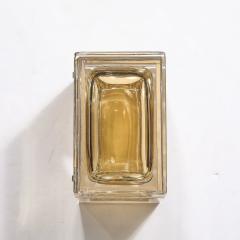 Modernist Hand Blown Amber Murano Glass Box with Brass Fittings - 3523705