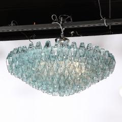 Modernist Hand Blown Aquamarine Murano Glass Polyhedral Chandelier - 3998160