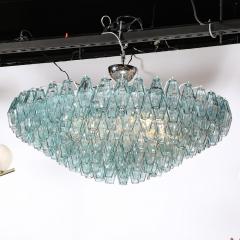 Modernist Hand Blown Aquamarine Murano Glass Polyhedral Chandelier - 3998167