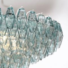 Modernist Hand Blown Aquamarine Murano Glass Polyhedral Chandelier - 3998176