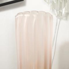 Modernist Hand Blown Fluted Murano Glass Sconces w Orbital Drop in Frosted Rose - 4514310