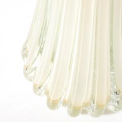 Modernist Hand Blown Fluted Oyster Murano Glass Brass Table Lamps - 4438818