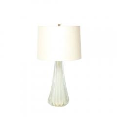 Modernist Hand Blown Fluted Oyster Murano Glass Brass Table Lamps - 4438843