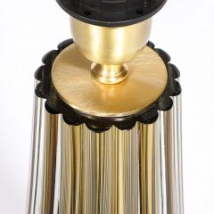 Modernist Hand Blown Fluted Smoked Topaz Murano Glass Brass Table Lamps - 3645407