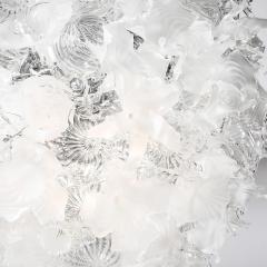 Modernist Hand Blown Frosted Clear Murano Glass Ethereal Bloom Bud Chandelier - 4720096